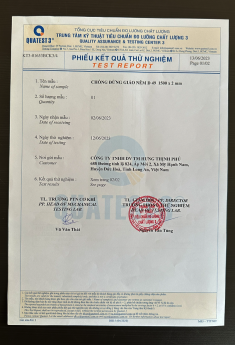 Phiếu kết quả thử nghiệm Test Report